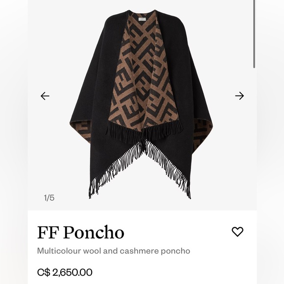 Fendi wool and cashmere poncho - Picture 2 of 2